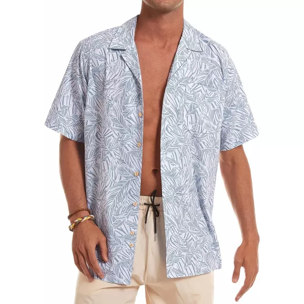 Alimens &amp; Gentle Mens Linen Shirts Cotton Hawaiian Shirts Short Sleeve Button Down Shirts Casual Summer Beach Tops