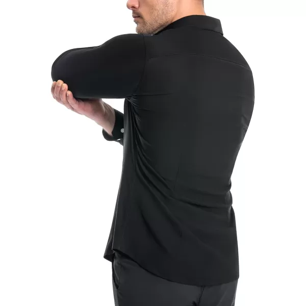Alimens &amp; Gentle Men's Muscle Fit Dress Shirts Stretch Slim Fit Long Sleeve Button Down Shirts Business Formal Dress Shirts
