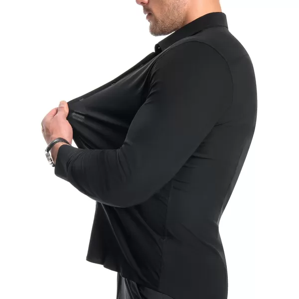 Alimens &amp; Gentle Men's Muscle Fit Dress Shirts Stretch Slim Fit Long Sleeve Button Down Shirts Business Formal Dress Shirts