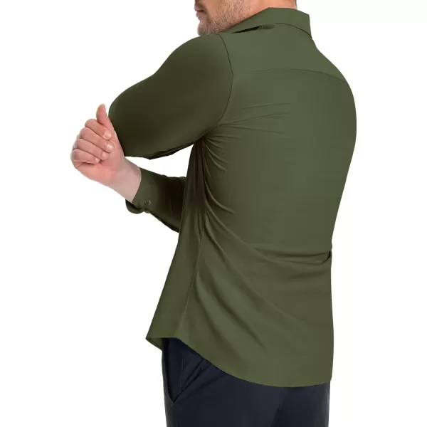Alimens &amp; Gentle Men's Muscle Fit Dress Shirts Stretch Slim Fit Long Sleeve Button Down Shirts Business Formal Dress Shirts