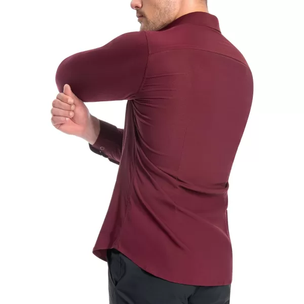 Alimens &amp; Gentle Men's Muscle Fit Dress Shirts Stretch Slim Fit Long Sleeve Button Down Shirts Business Formal Dress Shirts