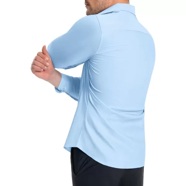 Alimens &amp; Gentle Men's Muscle Fit Dress Shirts Stretch Slim Fit Long Sleeve Button Down Shirts Business Formal Dress Shirts