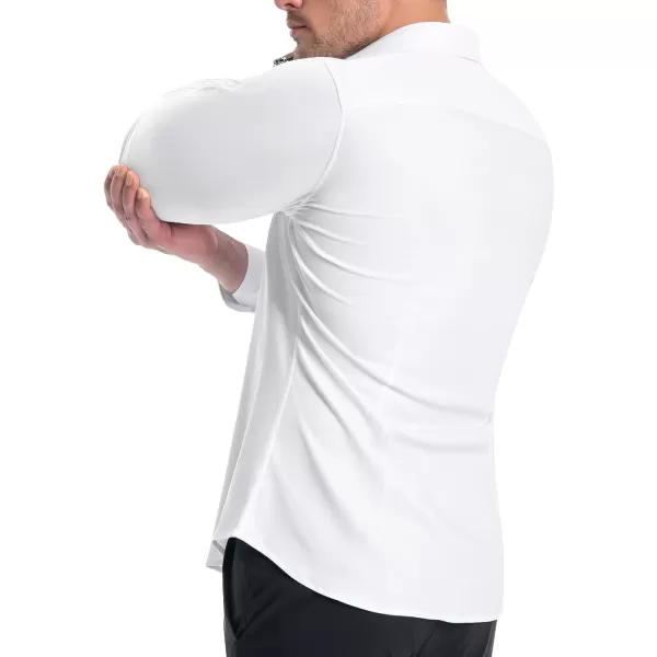 Alimens &amp; Gentle Men's Muscle Fit Dress Shirts Stretch Slim Fit Long Sleeve Button Down Shirts Business Formal Dress Shirts