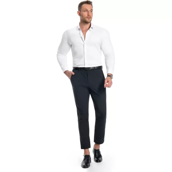 Alimens &amp; Gentle Men's Muscle Fit Dress Shirts Stretch Slim Fit Long Sleeve Button Down Shirts Business Formal Dress Shirts
