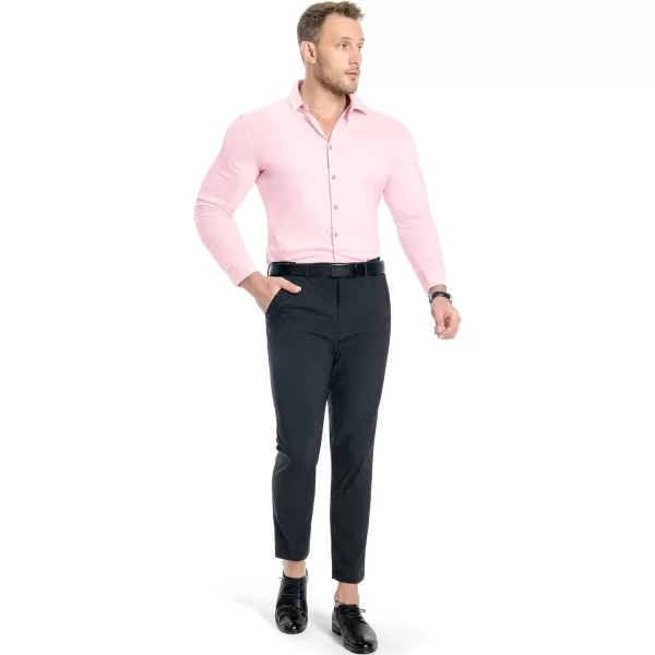 Alimens &amp; Gentle Men's Muscle Fit Dress Shirts Stretch Slim Fit Long Sleeve Button Down Shirts Business Formal Dress Shirts