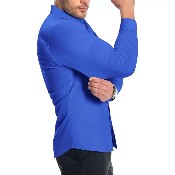 Alimens &amp; Gentle Men's Muscle Fit Dress Shirts Stretch Slim Fit Long Sleeve Button Down Shirts Business Formal Dress Shirts