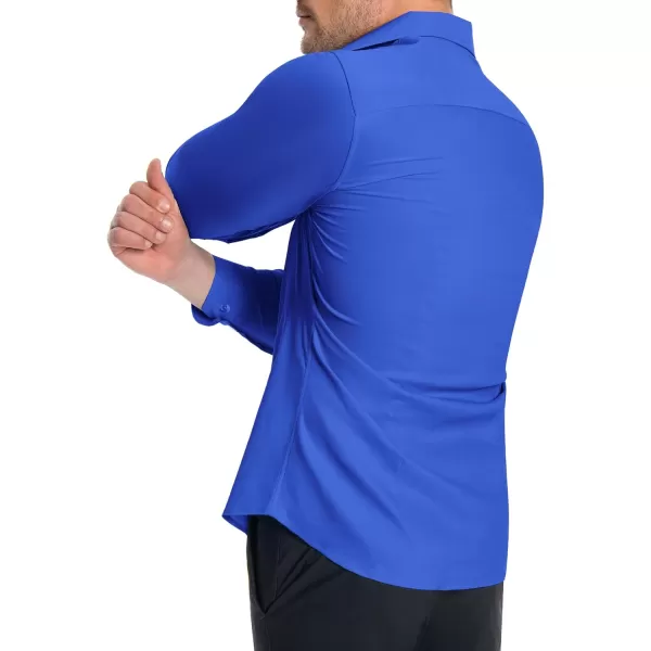 Alimens &amp; Gentle Men's Muscle Fit Dress Shirts Stretch Slim Fit Long Sleeve Button Down Shirts Business Formal Dress Shirts