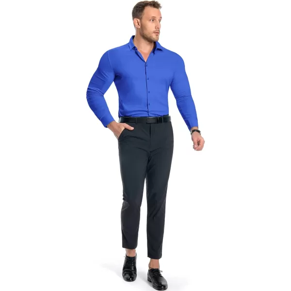 Alimens &amp; Gentle Men's Muscle Fit Dress Shirts Stretch Slim Fit Long Sleeve Button Down Shirts Business Formal Dress Shirts