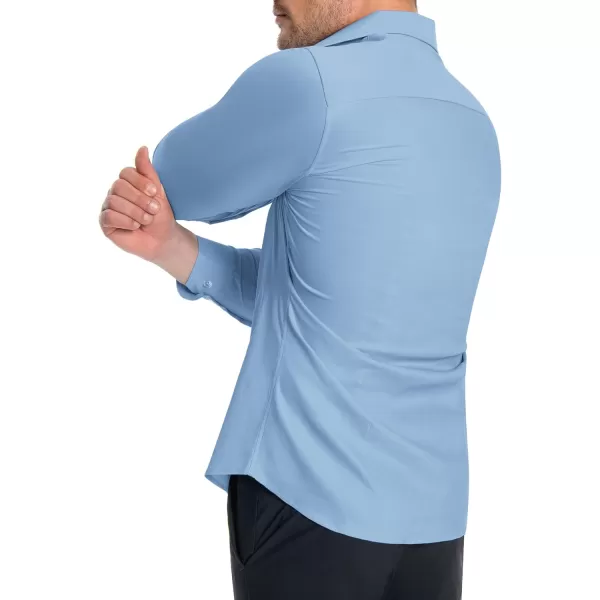 Alimens &amp; Gentle Men's Muscle Fit Dress Shirts Stretch Slim Fit Long Sleeve Button Down Shirts Business Formal Dress Shirts
