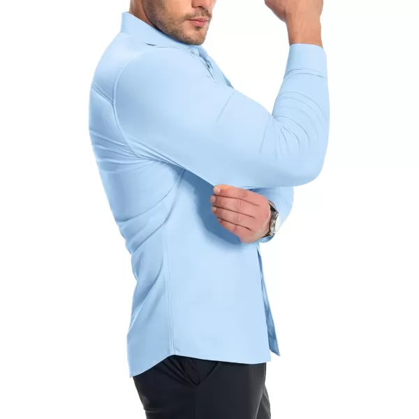 Alimens &amp; Gentle Men's Muscle Fit Dress Shirts Stretch Slim Fit Long Sleeve Button Down Shirts Business Formal Dress Shirts
