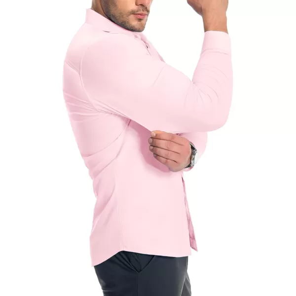 Alimens &amp; Gentle Men's Muscle Fit Dress Shirts Stretch Slim Fit Long Sleeve Button Down Shirts Business Formal Dress Shirts