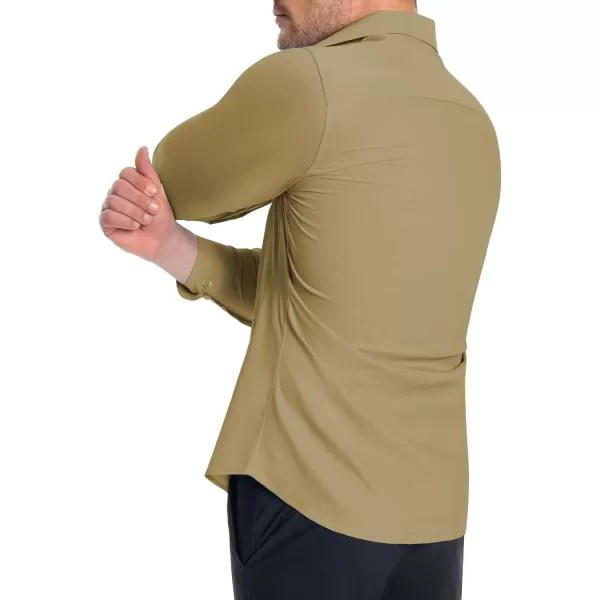 Alimens &amp; Gentle Men's Muscle Fit Dress Shirts Stretch Slim Fit Long Sleeve Button Down Shirts Business Formal Dress Shirts