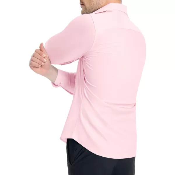 Alimens &amp; Gentle Men's Muscle Fit Dress Shirts Stretch Slim Fit Long Sleeve Button Down Shirts Business Formal Dress Shirts