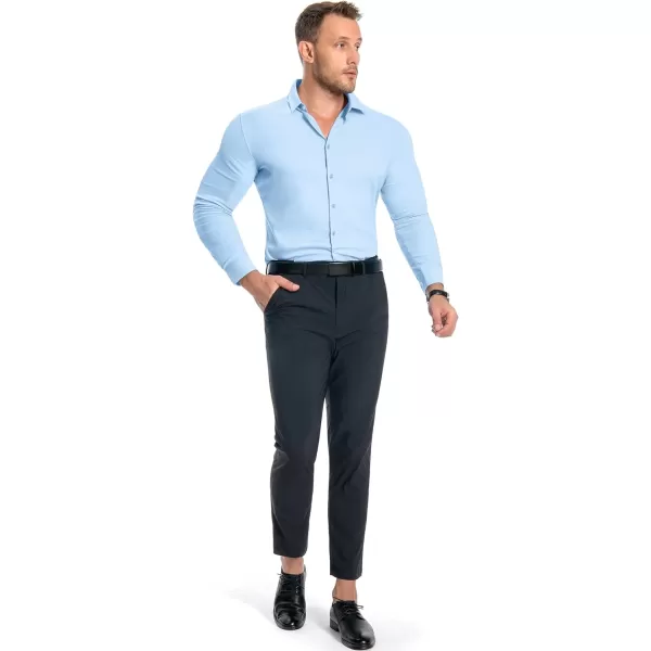 Alimens &amp; Gentle Men's Muscle Fit Dress Shirts Stretch Slim Fit Long Sleeve Button Down Shirts Business Formal Dress Shirts