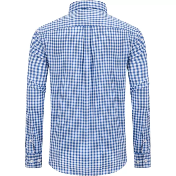 Alimens &amp; Gentle Men's Plaid Button Down Shirts Cotton Long Sleeve Dress Shirts Regular Fit Gingham Shirts
