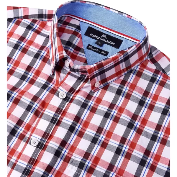 Alimens &amp; Gentle Men's Plaid Button Down Shirts Cotton Long Sleeve Dress Shirts Regular Fit Gingham Shirts