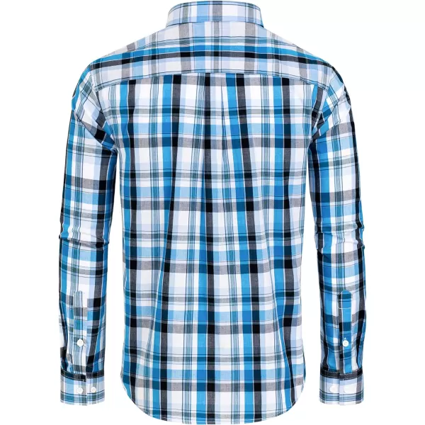 Alimens &amp; Gentle Men's Plaid Button Down Shirts Cotton Long Sleeve Dress Shirts Regular Fit Gingham Shirts