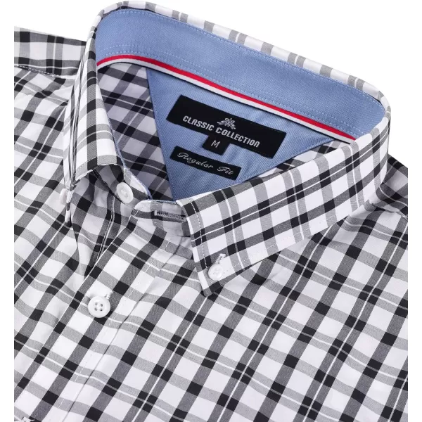 Alimens &amp; Gentle Men's Plaid Button Down Shirts Cotton Long Sleeve Dress Shirts Regular Fit Gingham Shirts