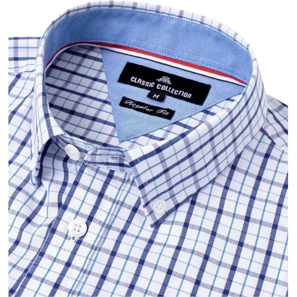 Alimens &amp; Gentle Men's Plaid Button Down Shirts Cotton Long Sleeve Dress Shirts Regular Fit Gingham Shirts