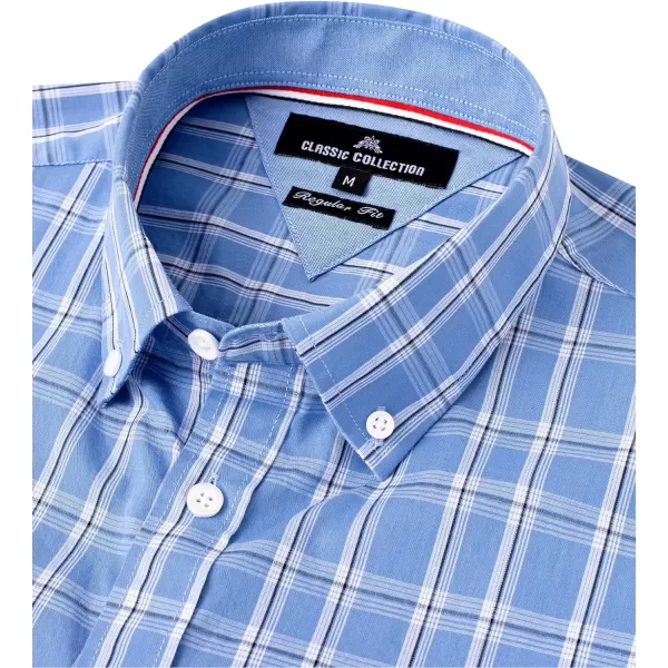 Alimens &amp; Gentle Men's Plaid Button Down Shirts Cotton Long Sleeve Dress Shirts Regular Fit Gingham Shirts