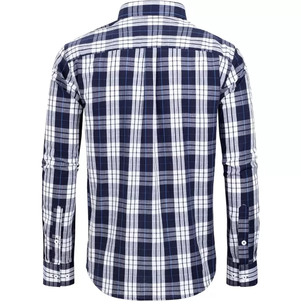 Alimens &amp; Gentle Men's Plaid Button Down Shirts Cotton Long Sleeve Dress Shirts Regular Fit Gingham Shirts