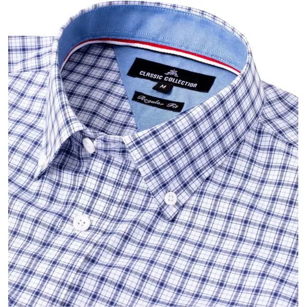 Alimens &amp; Gentle Men's Plaid Button Down Shirts Cotton Long Sleeve Dress Shirts Regular Fit Gingham Shirts