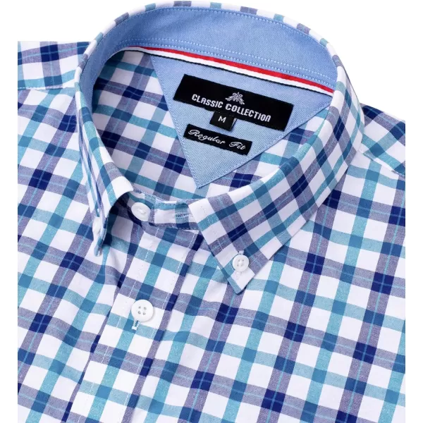 Alimens &amp; Gentle Men's Plaid Button Down Shirts Cotton Long Sleeve Dress Shirts Regular Fit Gingham Shirts