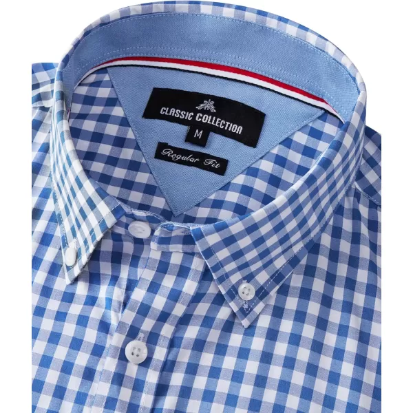 Alimens &amp; Gentle Men's Plaid Button Down Shirts Cotton Long Sleeve Dress Shirts Regular Fit Gingham Shirts