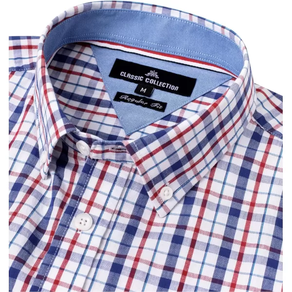 Alimens &amp; Gentle Men's Plaid Button Down Shirts Cotton Long Sleeve Dress Shirts Regular Fit Gingham Shirts
