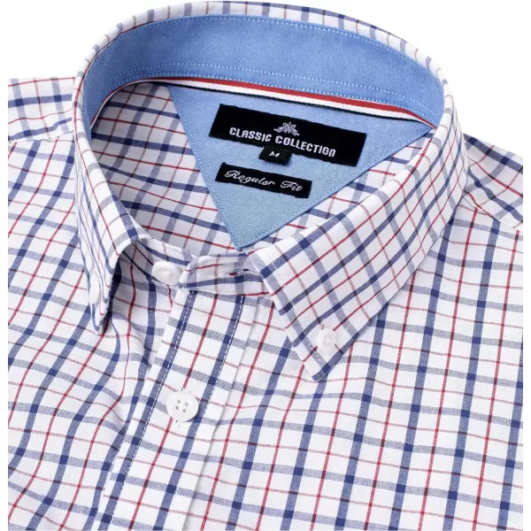 Alimens &amp; Gentle Men's Plaid Button Down Shirts Cotton Long Sleeve Dress Shirts Regular Fit Gingham Shirts