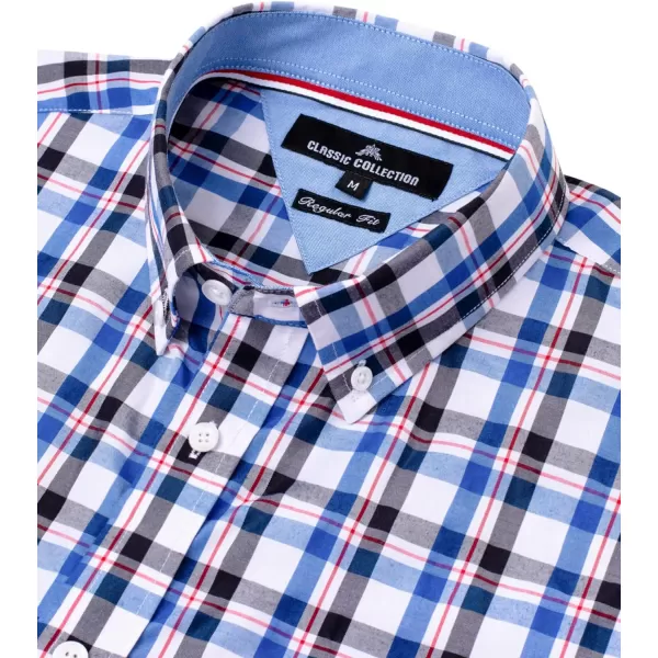 Alimens &amp; Gentle Men's Plaid Button Down Shirts Cotton Long Sleeve Dress Shirts Regular Fit Gingham Shirts