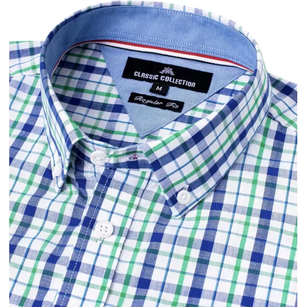 Alimens &amp; Gentle Men's Plaid Button Down Shirts Cotton Long Sleeve Dress Shirts Regular Fit Gingham Shirts