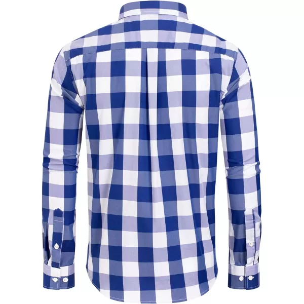 Alimens &amp; Gentle Men's Plaid Button Down Shirts Cotton Long Sleeve Dress Shirts Regular Fit Gingham Shirts
