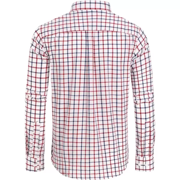 Alimens &amp; Gentle Men's Plaid Button Down Shirts Cotton Long Sleeve Dress Shirts Regular Fit Gingham Shirts