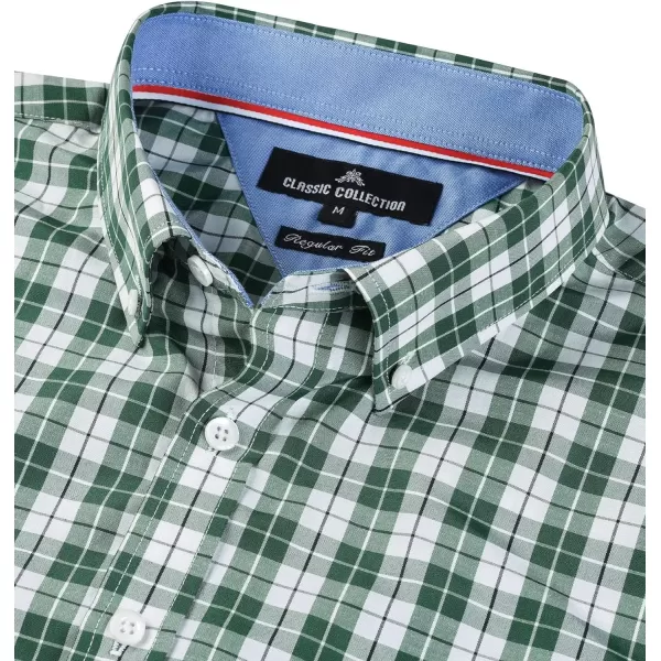 Alimens &amp; Gentle Men's Plaid Button Down Shirts Cotton Long Sleeve Dress Shirts Regular Fit Gingham Shirts