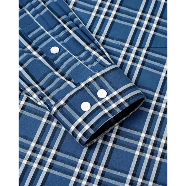 Alimens &amp; Gentle Men's Plaid Button Down Shirts Cotton Long Sleeve Dress Shirts Regular Fit Gingham Shirts