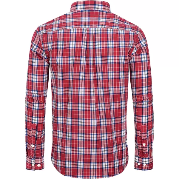 Alimens &amp; Gentle Men's Plaid Button Down Shirts Cotton Long Sleeve Dress Shirts Regular Fit Gingham Shirts