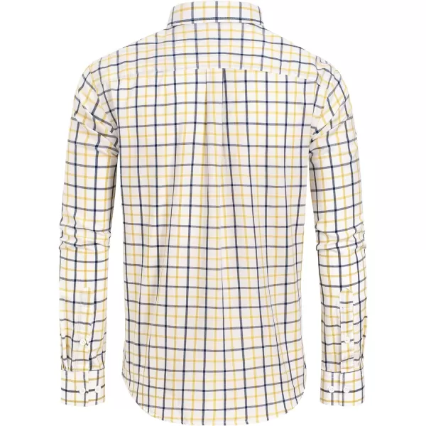 Alimens &amp; Gentle Men's Plaid Button Down Shirts Cotton Long Sleeve Dress Shirts Regular Fit Gingham Shirts