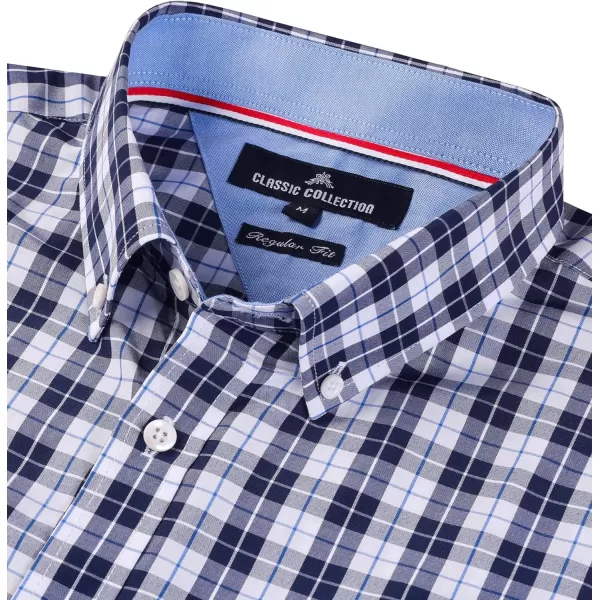 Alimens &amp; Gentle Men's Plaid Button Down Shirts Cotton Long Sleeve Dress Shirts Regular Fit Gingham Shirts