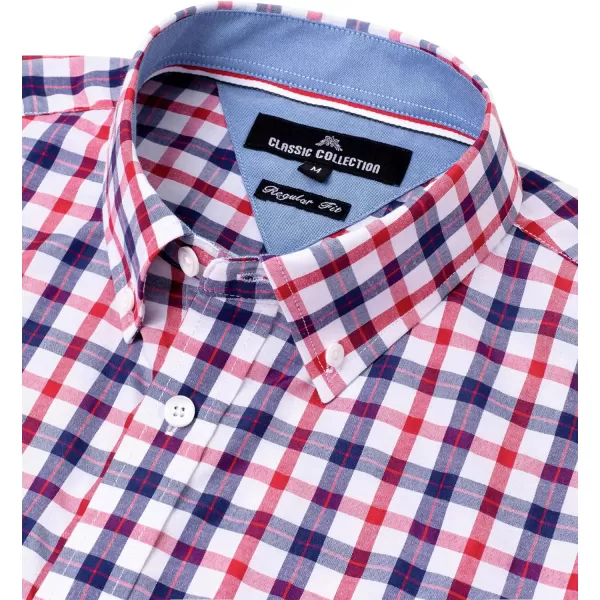 Alimens &amp; Gentle Men's Plaid Button Down Shirts Cotton Long Sleeve Dress Shirts Regular Fit Gingham Shirts