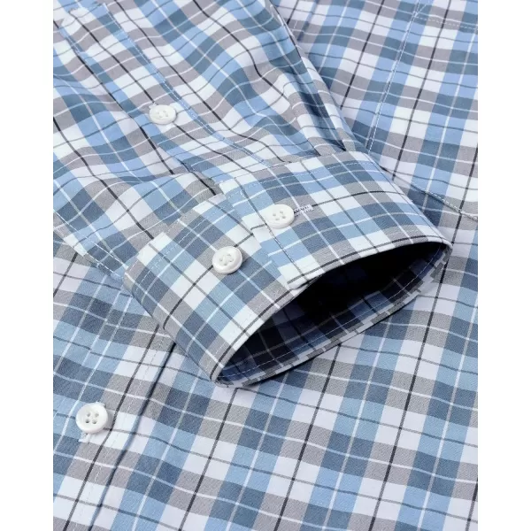 Alimens &amp; Gentle Men's Plaid Button Down Shirts Cotton Long Sleeve Dress Shirts Regular Fit Gingham Shirts
