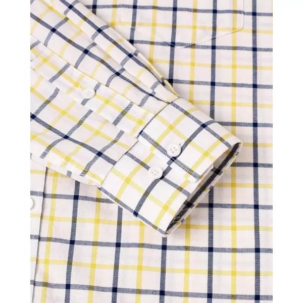 Alimens &amp; Gentle Men's Plaid Button Down Shirts Cotton Long Sleeve Dress Shirts Regular Fit Gingham Shirts