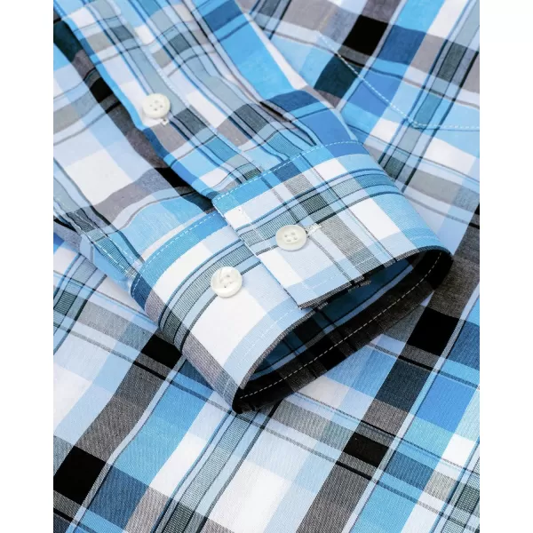 Alimens &amp; Gentle Men's Plaid Button Down Shirts Cotton Long Sleeve Dress Shirts Regular Fit Gingham Shirts