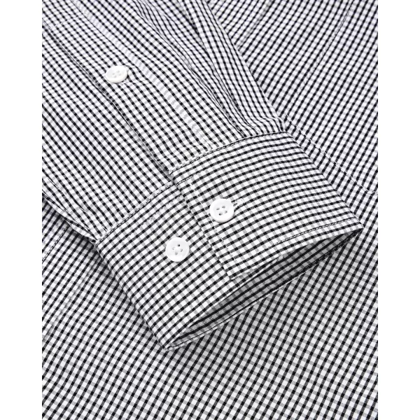 Alimens &amp; Gentle Men's Plaid Button Down Shirts Cotton Long Sleeve Dress Shirts Regular Fit Gingham Shirts