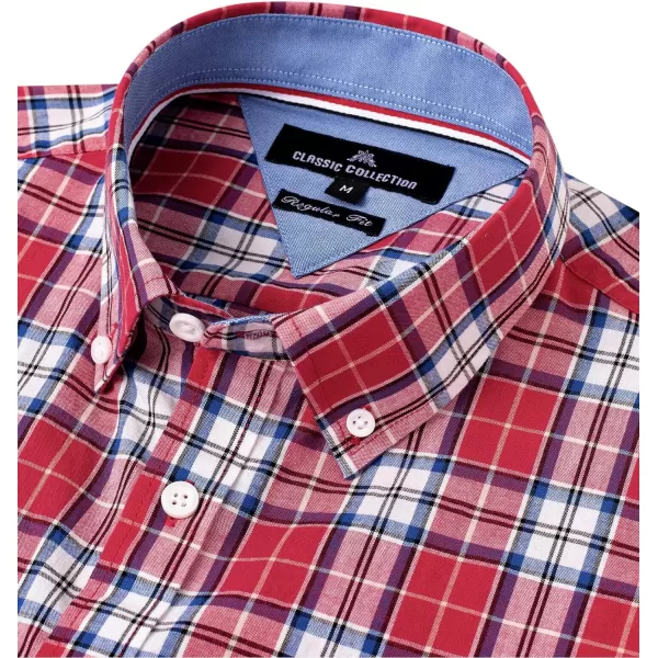 Alimens &amp; Gentle Men's Plaid Button Down Shirts Cotton Long Sleeve Dress Shirts Regular Fit Gingham Shirts