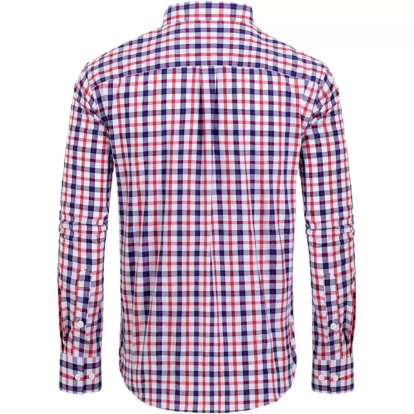 Alimens &amp; Gentle Men's Plaid Button Down Shirts Cotton Long Sleeve Dress Shirts Regular Fit Gingham Shirts
