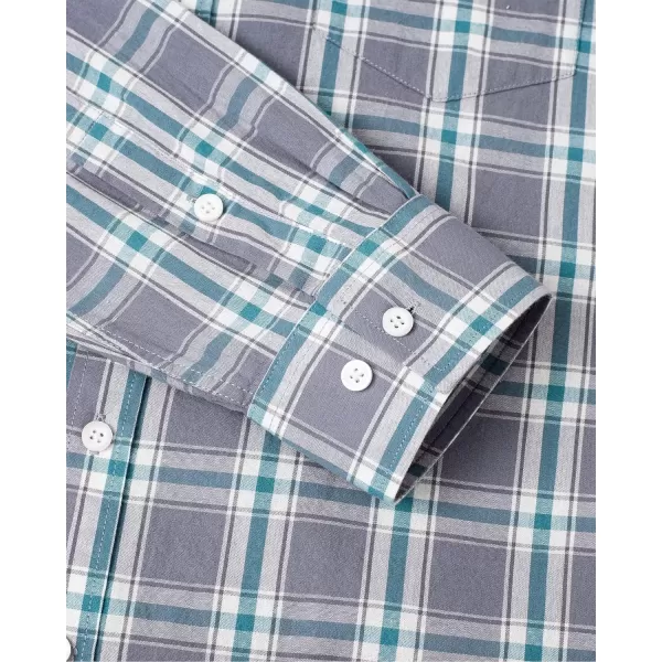 Alimens &amp; Gentle Men's Plaid Button Down Shirts Cotton Long Sleeve Dress Shirts Regular Fit Gingham Shirts