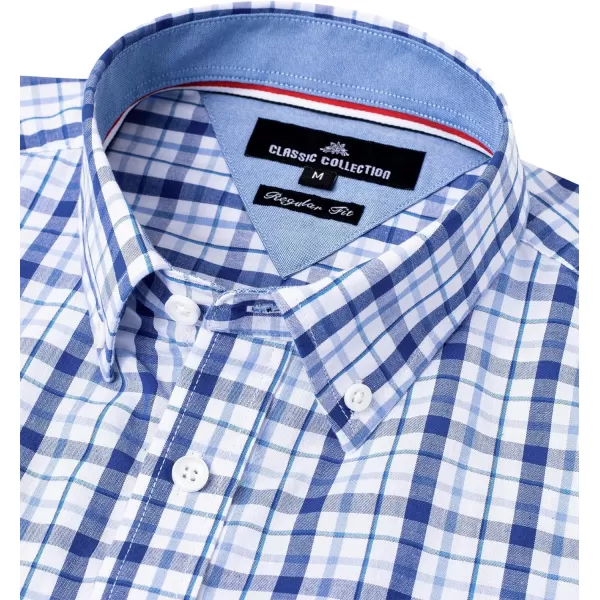 Alimens &amp; Gentle Men's Plaid Button Down Shirts Cotton Long Sleeve Dress Shirts Regular Fit Gingham Shirts