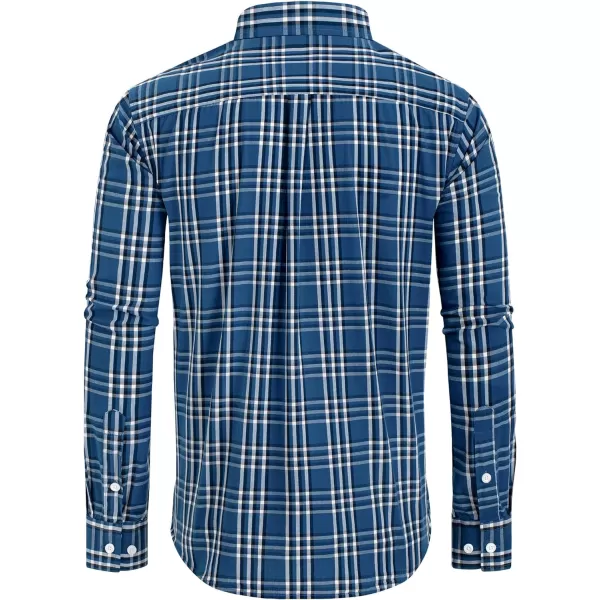 Alimens &amp; Gentle Men's Plaid Button Down Shirts Cotton Long Sleeve Dress Shirts Regular Fit Gingham Shirts