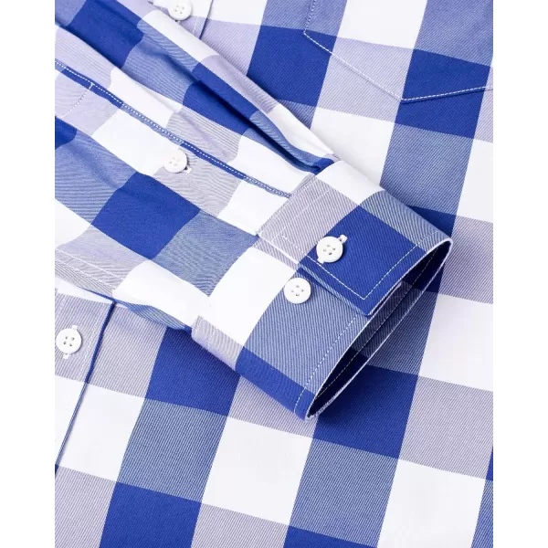 Alimens &amp; Gentle Men's Plaid Button Down Shirts Cotton Long Sleeve Dress Shirts Regular Fit Gingham Shirts